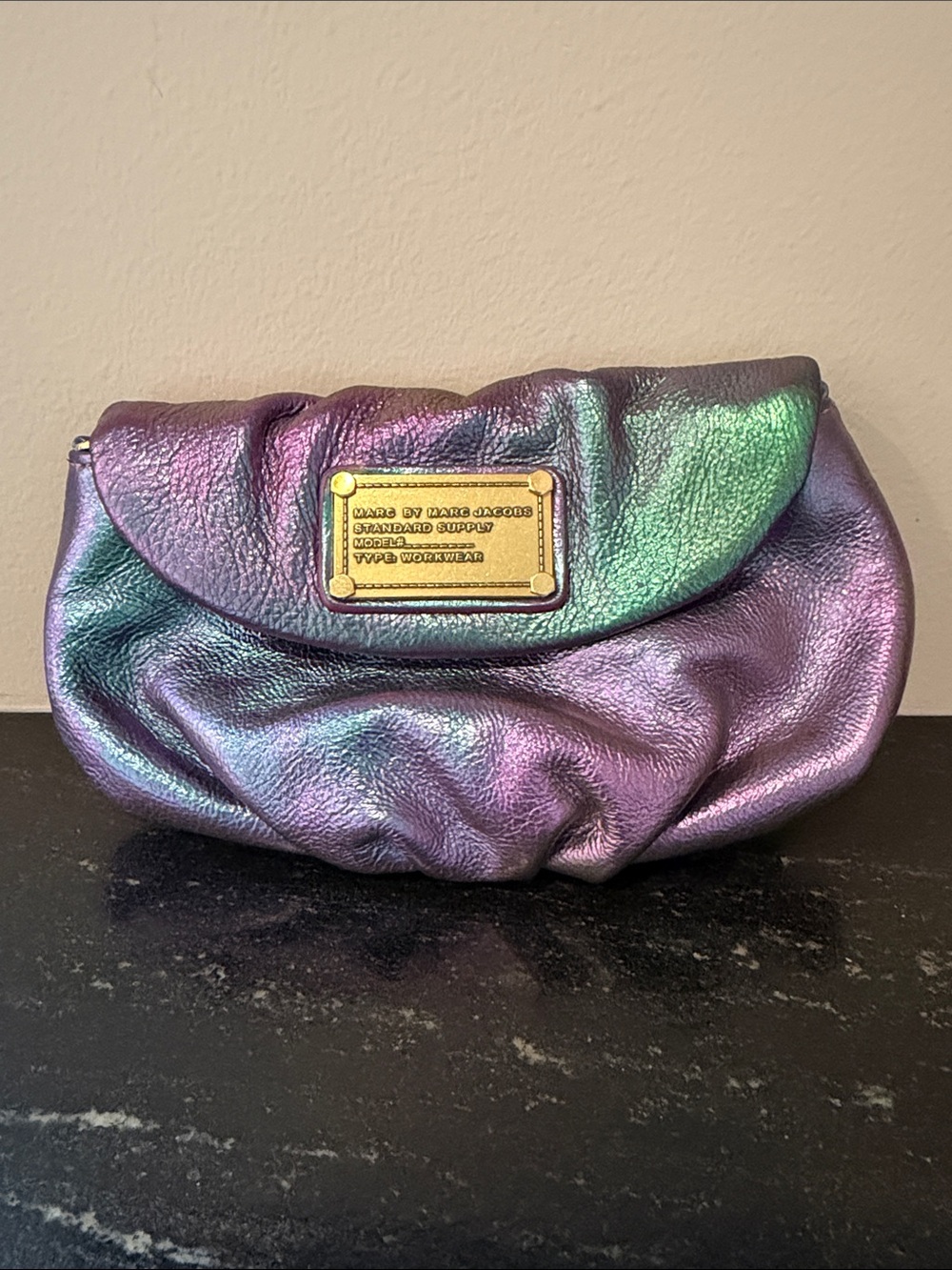 Marc by Marc Jacobs Iridescent Purple-Green Foldover Clutch